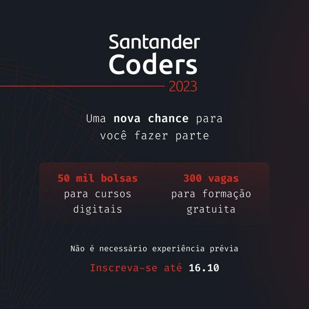 Formação gratuita nas áreas de tecnologia - Santander Coders