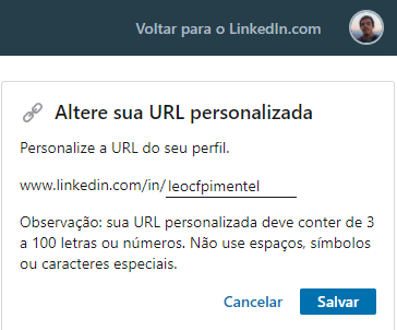 URL Personalizada no LinkedIn